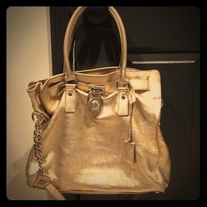 Michael Kors Gold Large Hamilton Tote